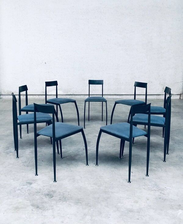 Postmodern Lolly Dining Chair Set from Fly Line, Italy, 1980s, Set of 9