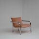 Pair of tubular armchairs in salmon velvet