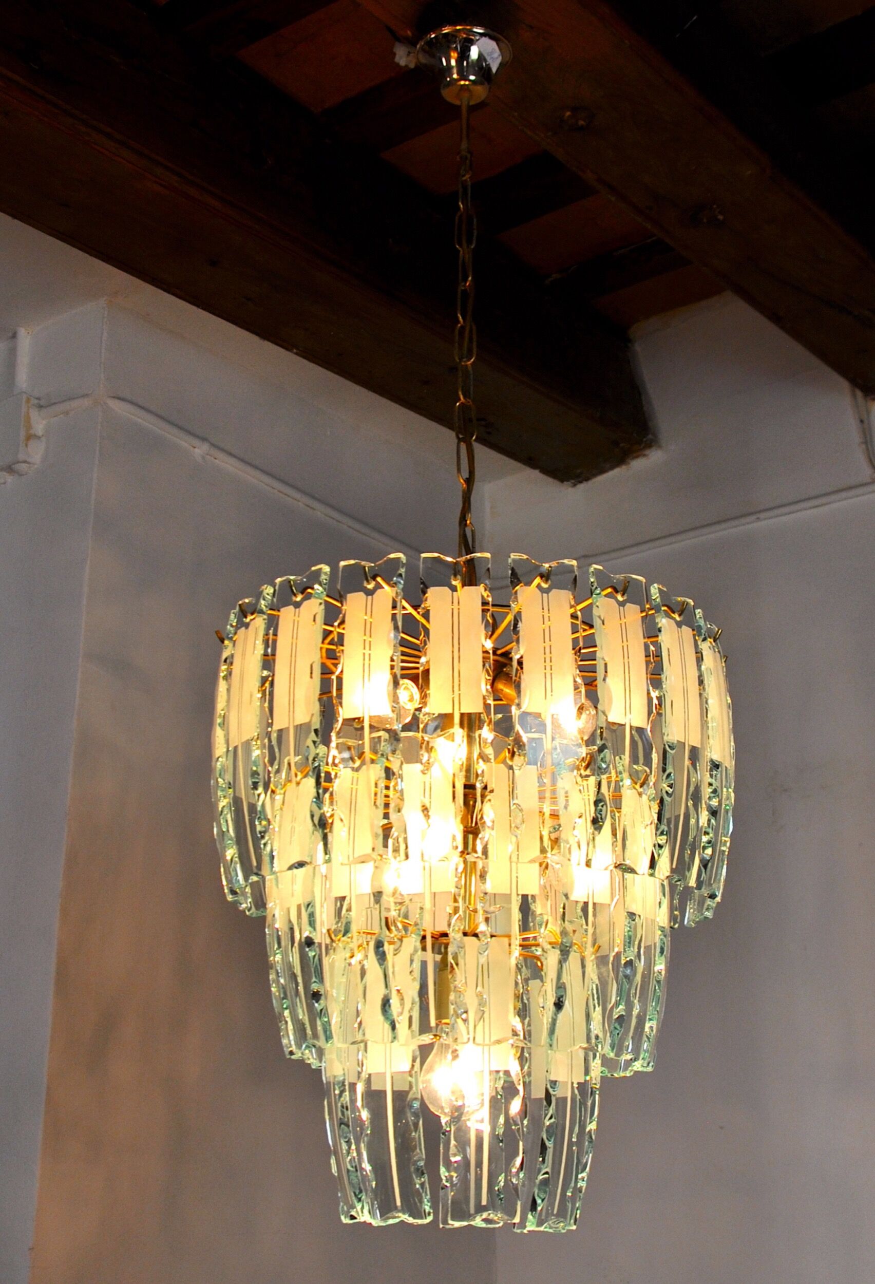 Chandelier Zero Quattro, 3 levels, Murano glass Italy 1970