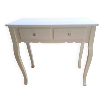 Console coiffeuse en bois peint blanc france 2000 / décoration vintage rétro chambre classique