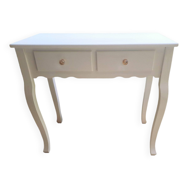Console coiffeuse en bois peint blanc france 2000 / décoration vintage rétro chambre classique