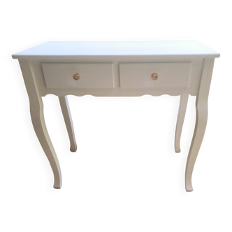 Console coiffeuse en bois peint blanc france 2000 / décoration vintage rétro chambre classique