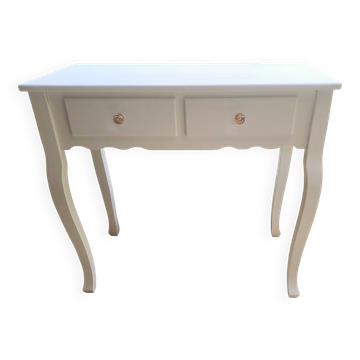 Dressing table console in white painted wood France 2000 / vintage retro classic bedroom decoration