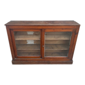 Showcase 2 sliding doors wood and glass craft furniture 1900