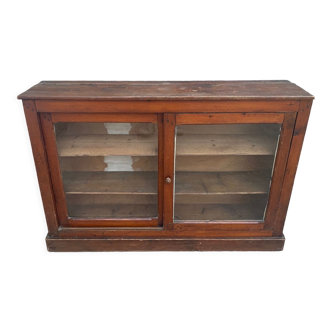 Showcase 2 sliding doors wood and glass craft furniture 1900