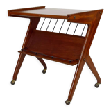 Desserte roulante en teck, Mid-century Modern, Italie, circa 1950