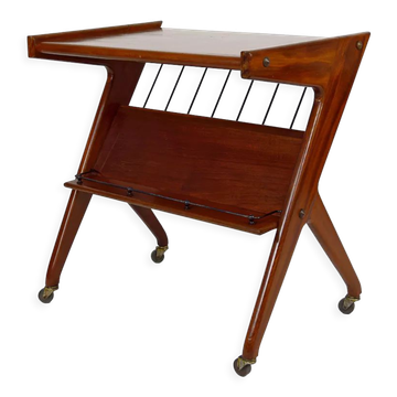 Desserte roulante en teck, Mid-century Modern, Italie, circa 1950