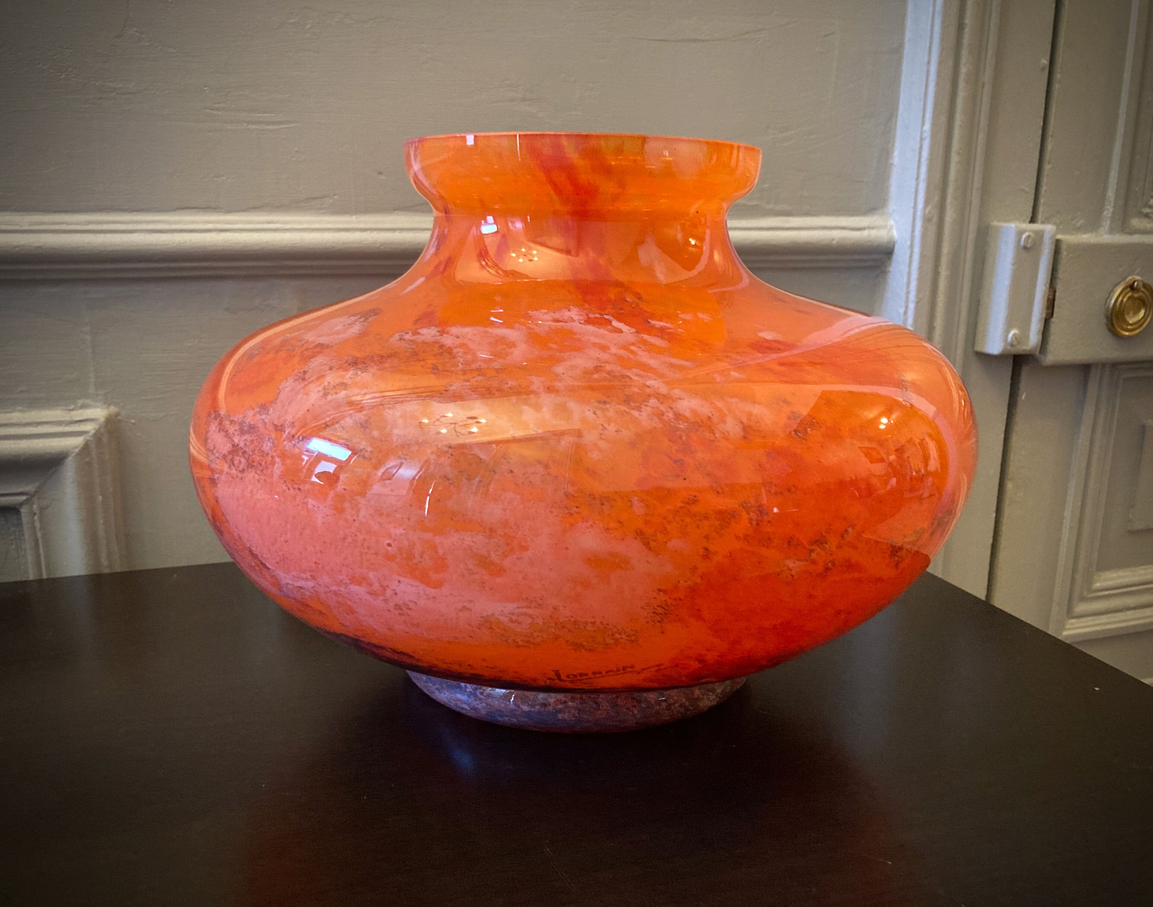 Large art-deco vase le lorrain glassware Daum Nancy 1925