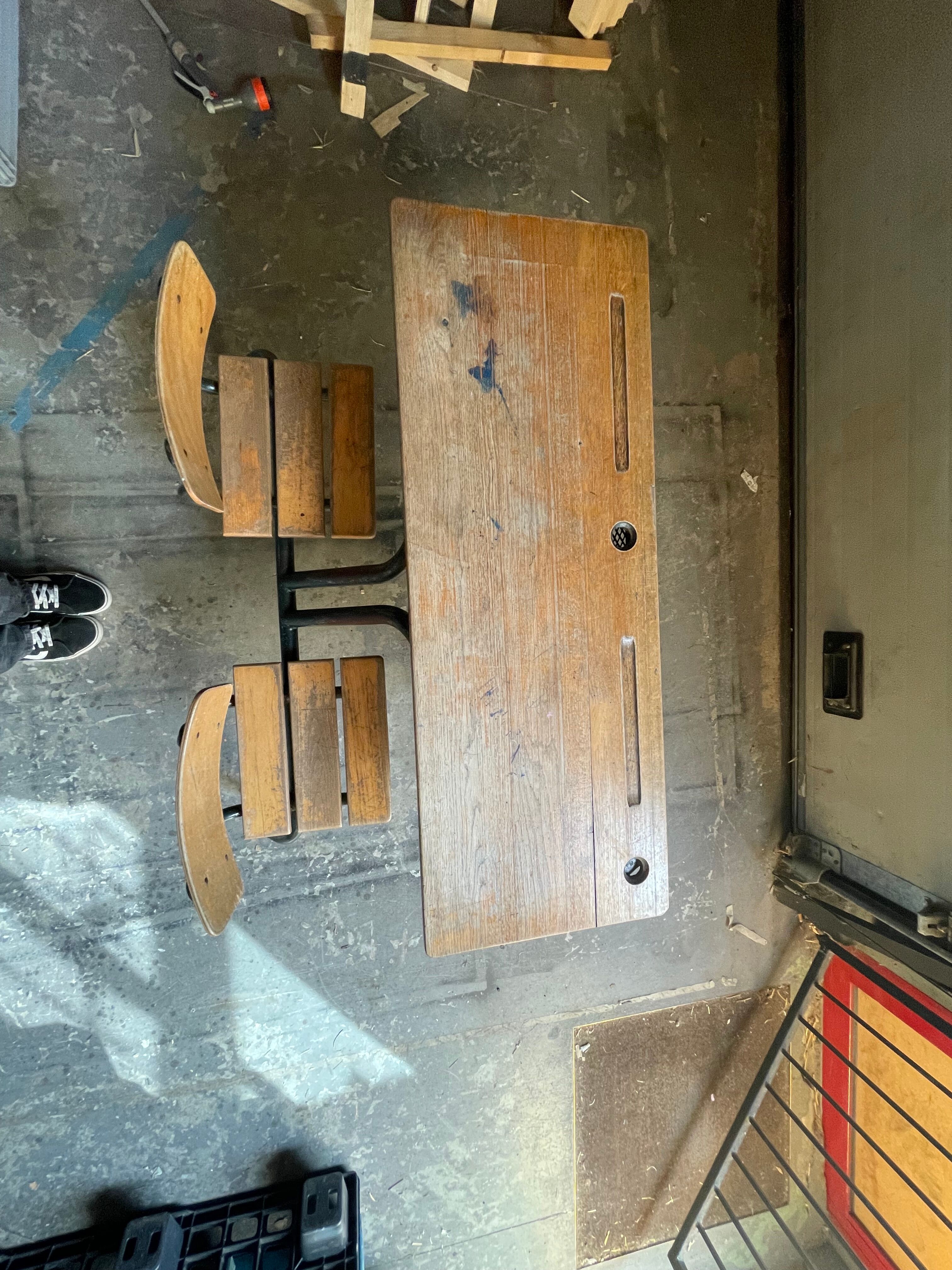 Double metal leg desks