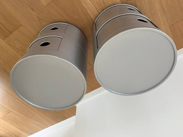 2 Kartell Componibili storage units in matt silver