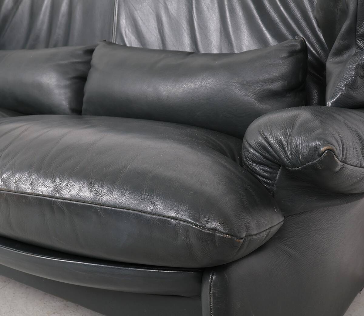 Leather Sofa with Pouf by Vico Magistretti for Cassina, 1980s, Set of 2
