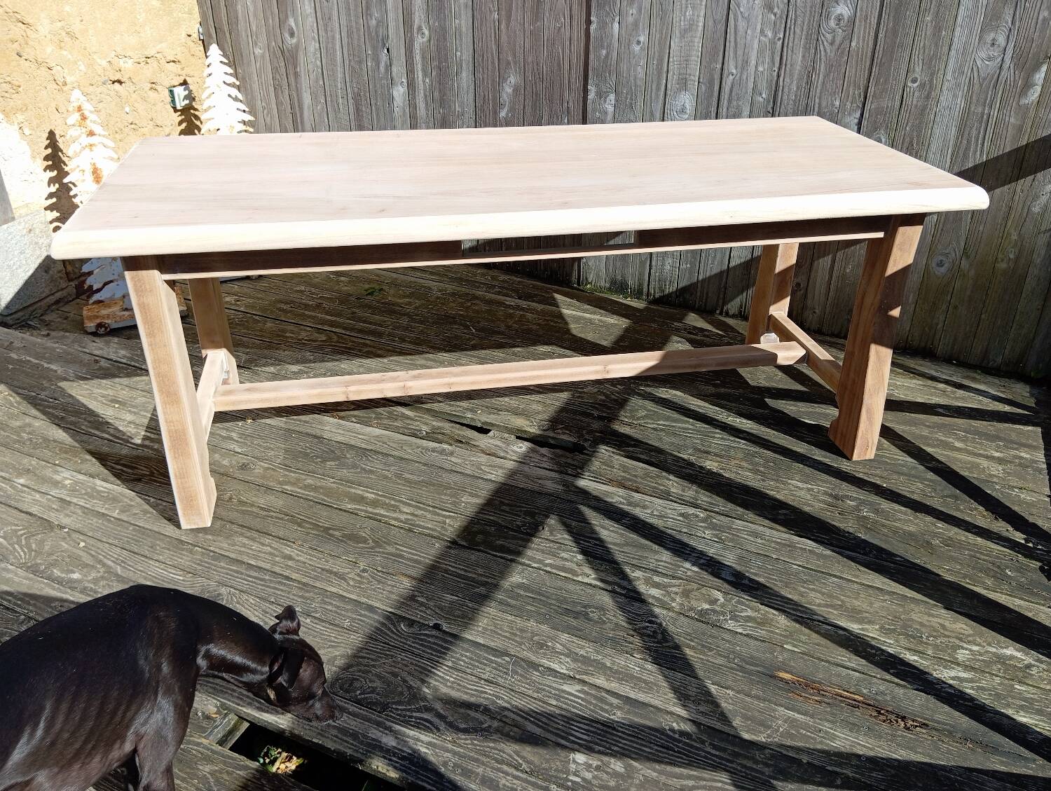 Raw wood farmhouse table