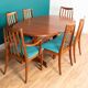 Retro Teak 1960s Mid Century Dining Table & 6 Chairs By G Plan Victor Wilkins