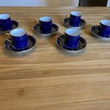 Set of 6 porcelain coffee cups and saucers