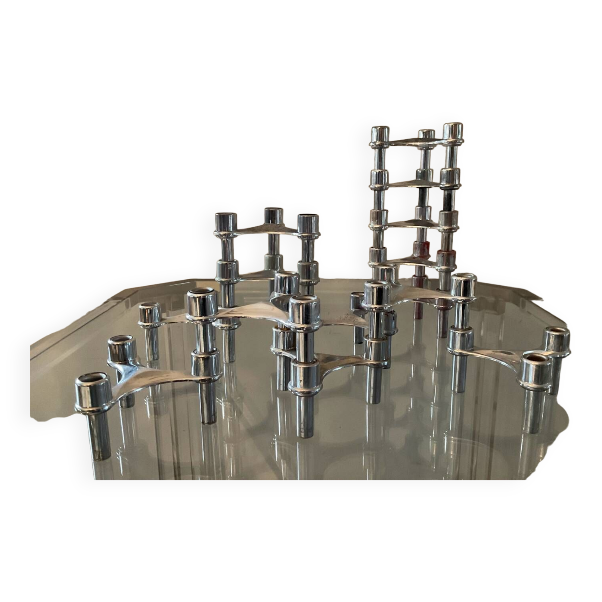 Series of 14 vintage Nagel style modular candle holders