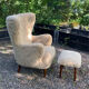 Vintage Wingback Chair & Footstool in sheepskin