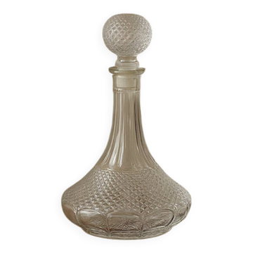 Superb vintage chiseled glass carafe