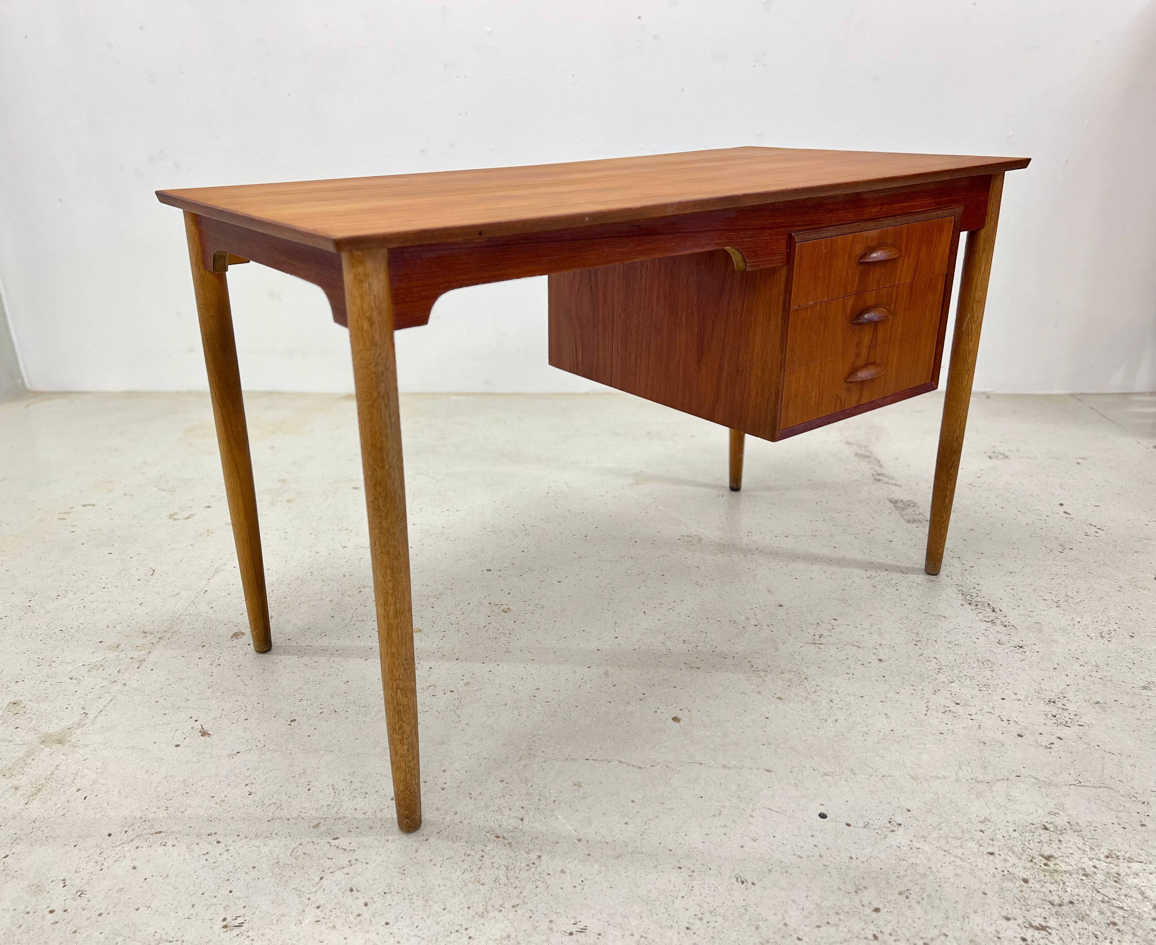 Danish Petite Teak & Beech Desk, 1950s.