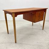 Danish Petite Teak & Beech Desk, 1950s.