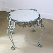 Wrought iron pedestal table mirror top 1930