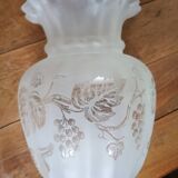 Oil lamp globe - Vine and grape frieze - frosted, sandblasted glass