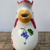 Ceramic rooster pitcher decorated with vintage flowers