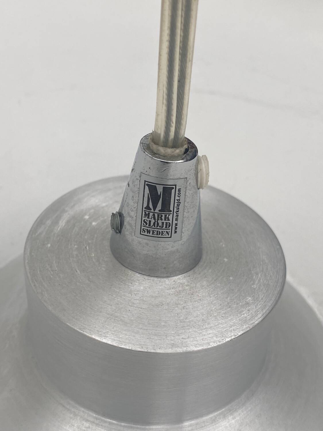 Scandinavian chandelier by MARKSLÖJD in aluminum and opaline, Sweden 1970