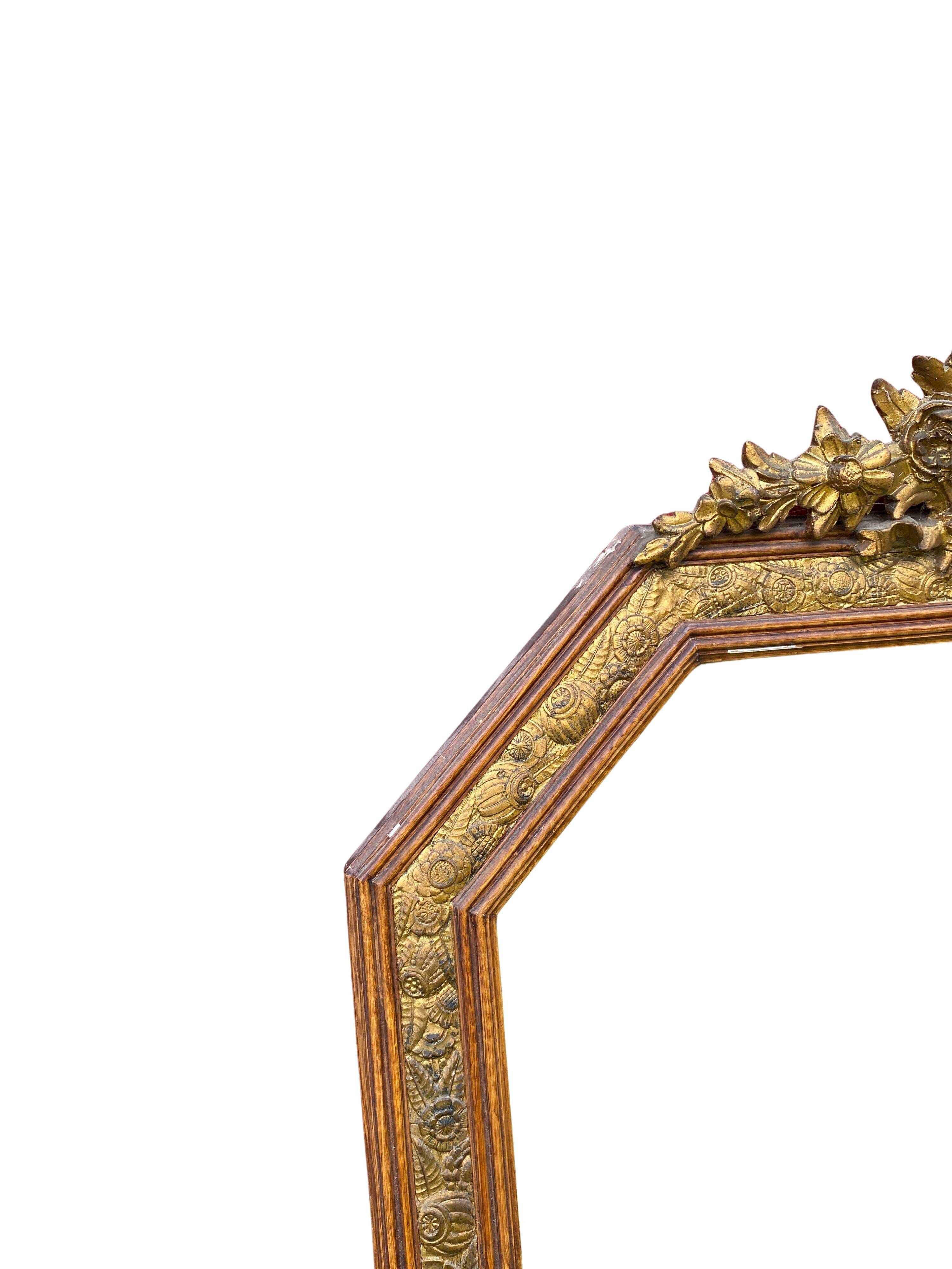 Large gilded wood mirror, Louis XVI - Art Nouveau transition style, mirror