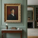 Old painting, portrait of a woman from the early 20th century.