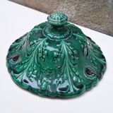 Hanging planter in green earthenware