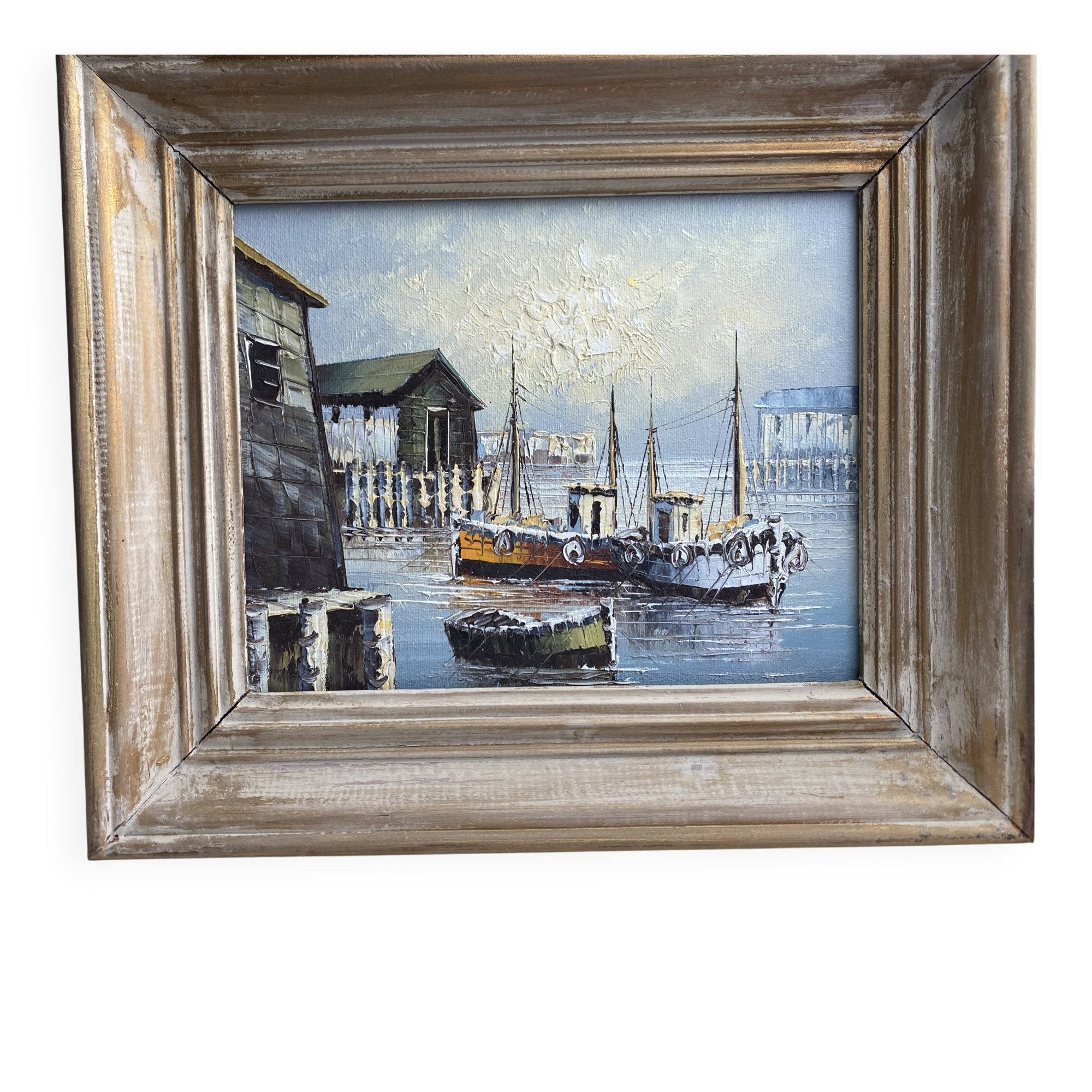 Old fishing port painting
