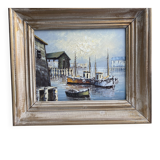 Old fishing port painting