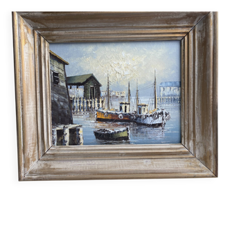 Old fishing port painting