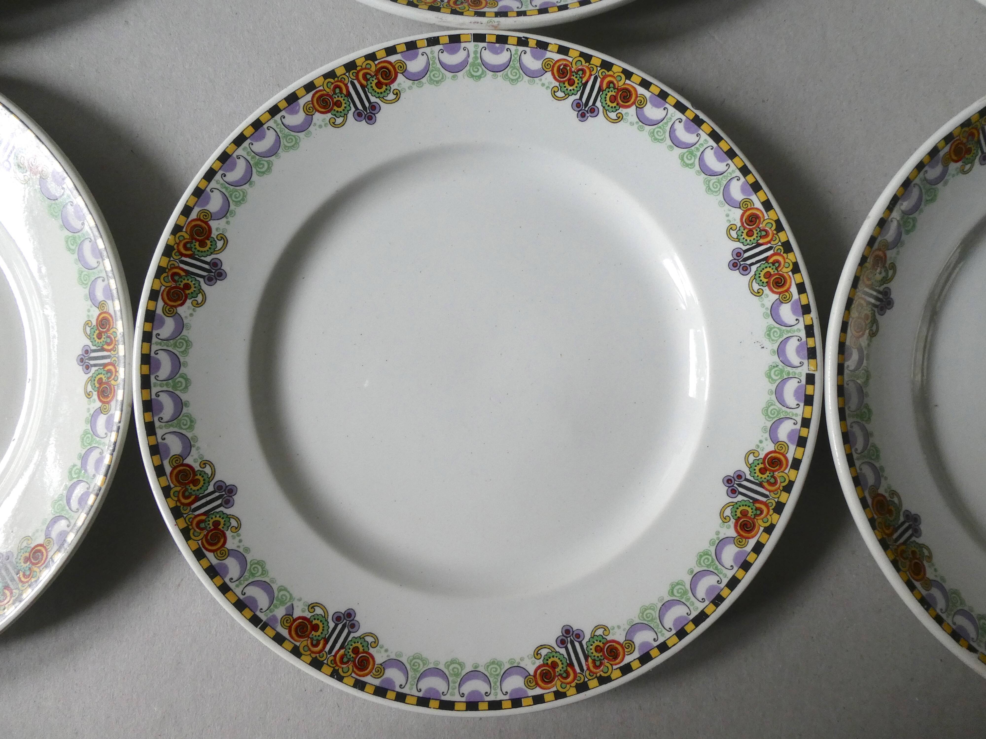 6 Dessert plates Orchies Moulins des loups, early 20th