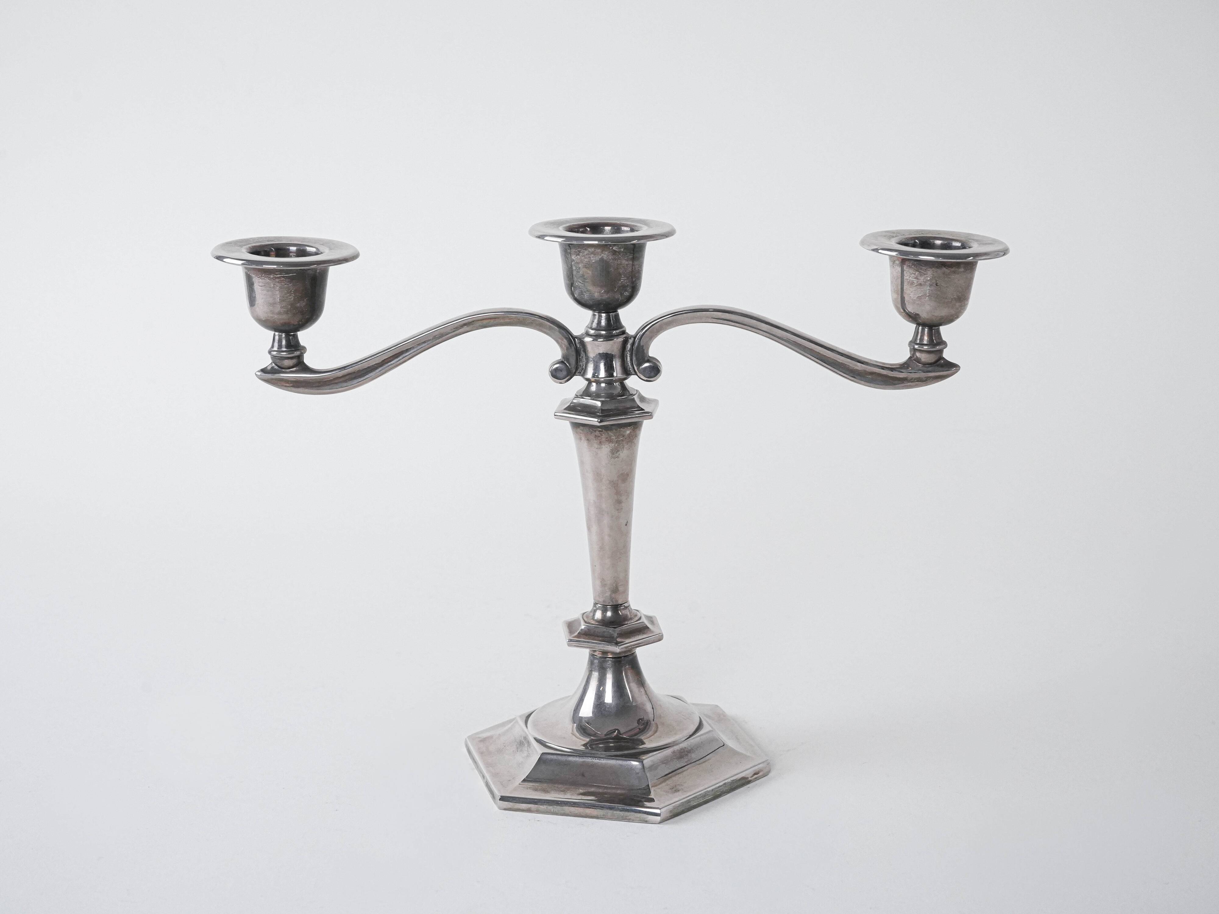 Metal candlestick, Italian design, 1960s, made in Italy