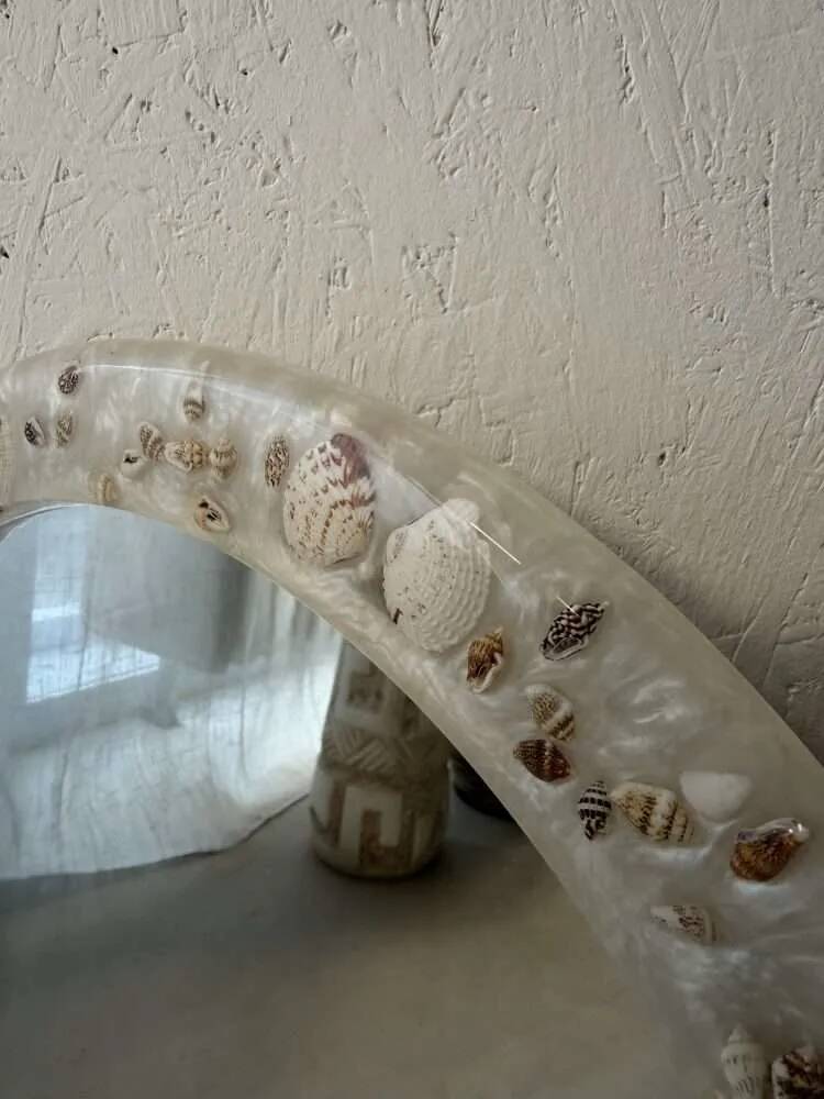 Vintage shell mirror handmade from the 70s.