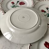 Set of 6 flat plates Badonviller model pinks 30s