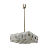Glass and chromed steel pendant lamp by Kamenický Senov, 1970