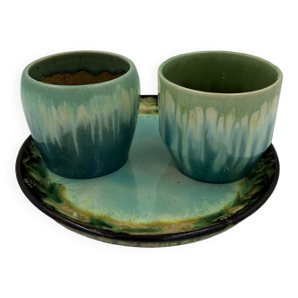 Thulin art deco pot and tray duo