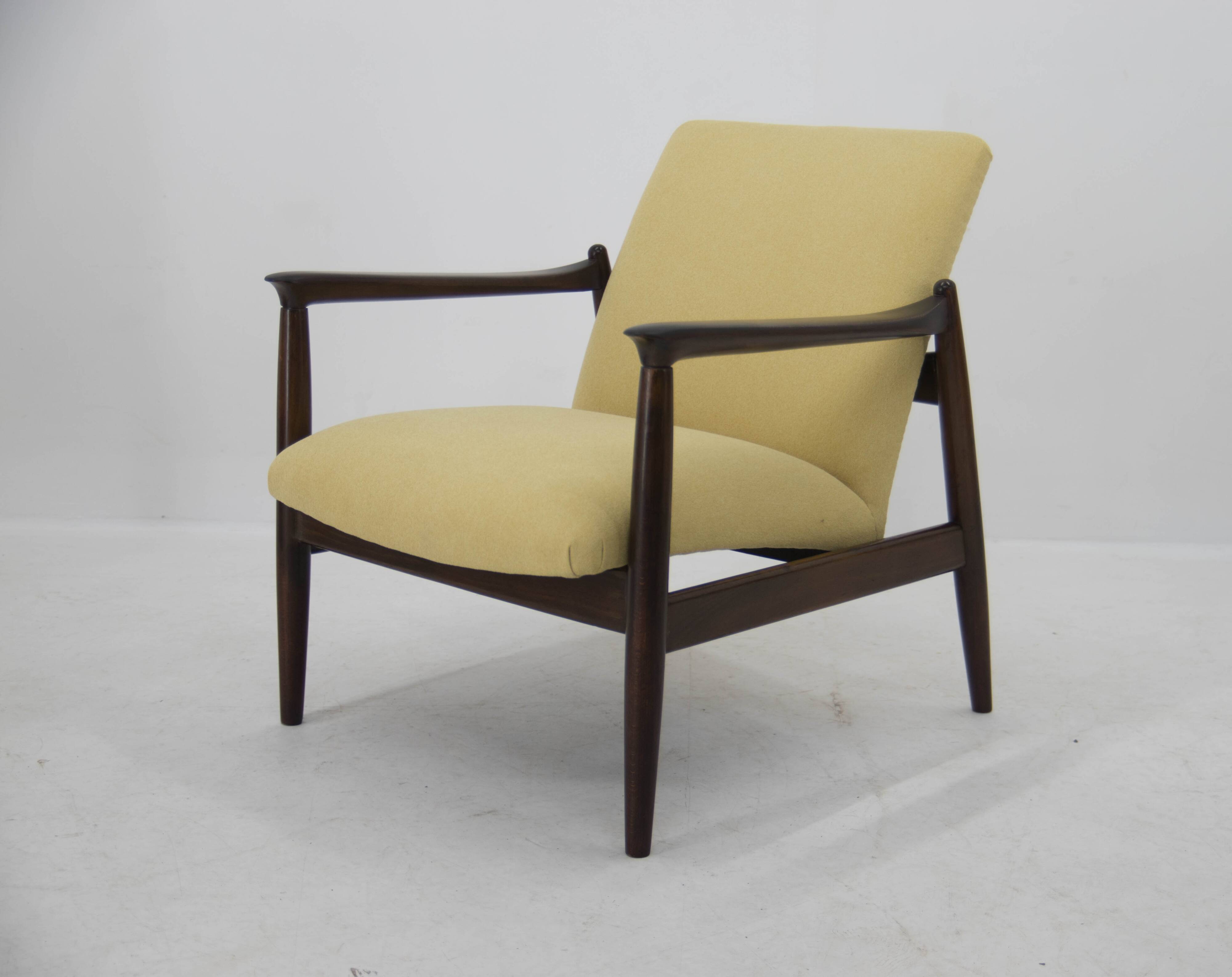 1960s edmund homa model gfm 64 beech armchair, restored