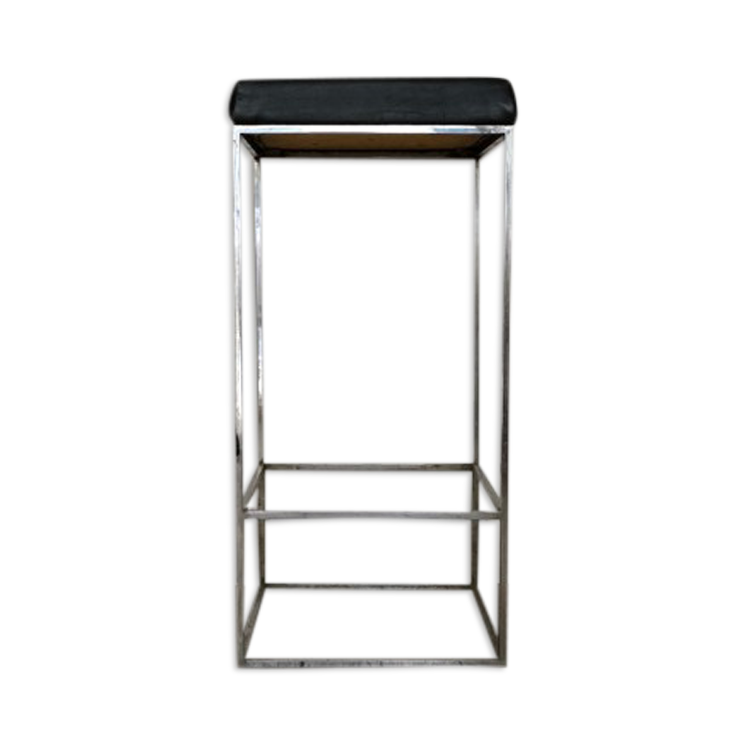 High square chrome steel stool