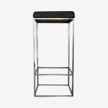High square chrome steel stool