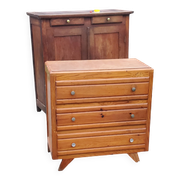 Vintage chest of drawers from the 50s with compass feet and 3 drawers