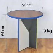 Handmade coffee table for self-assembly, made from recycled materials.