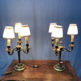 Pair of electrified three-branched candlesticks