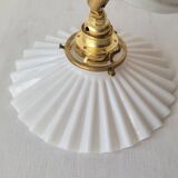 Wall lamp in opaline, brass and glass