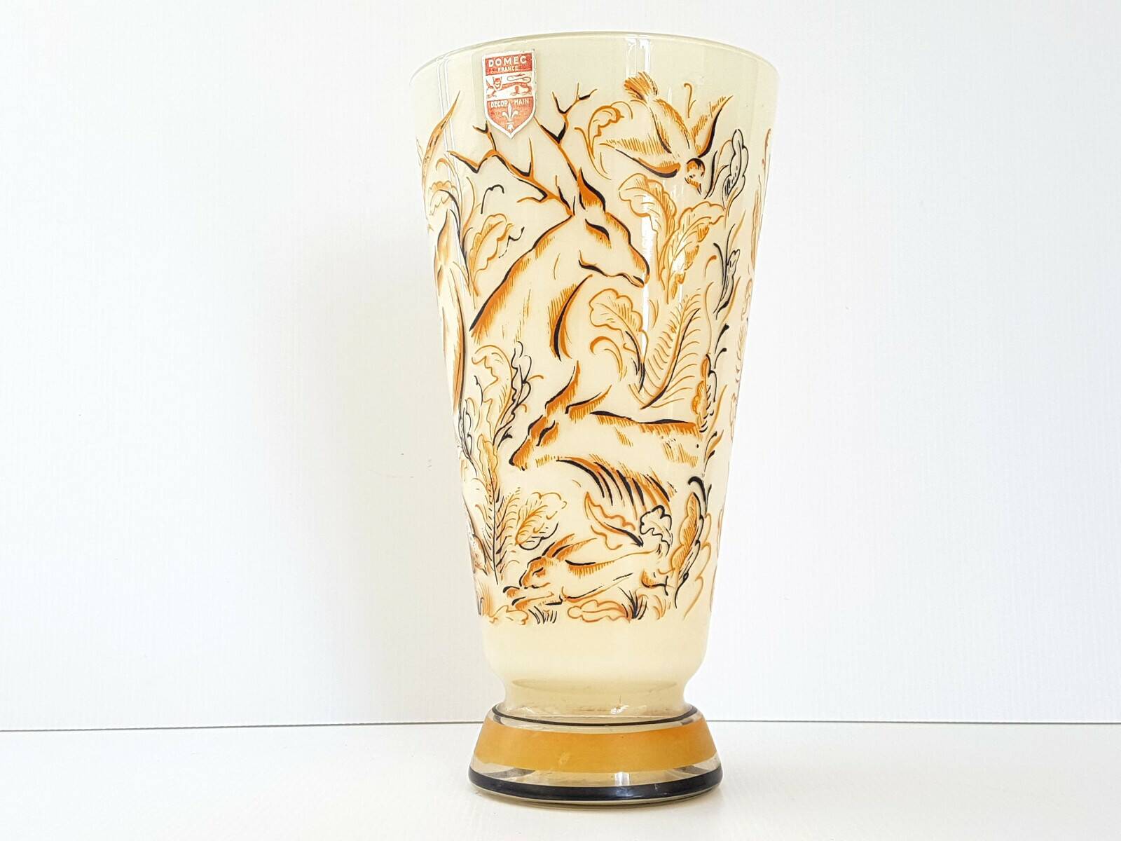 VINTAGE 1950 GLASS VASE SIGNED DOMEC FRANCE 50S 50'S ROCKABILLY 1950S