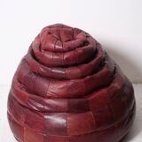 Pouf patchwork of red leather vintage burgundy 1970