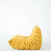 Ensemble de chaise et pouf Togo en tweed jaune