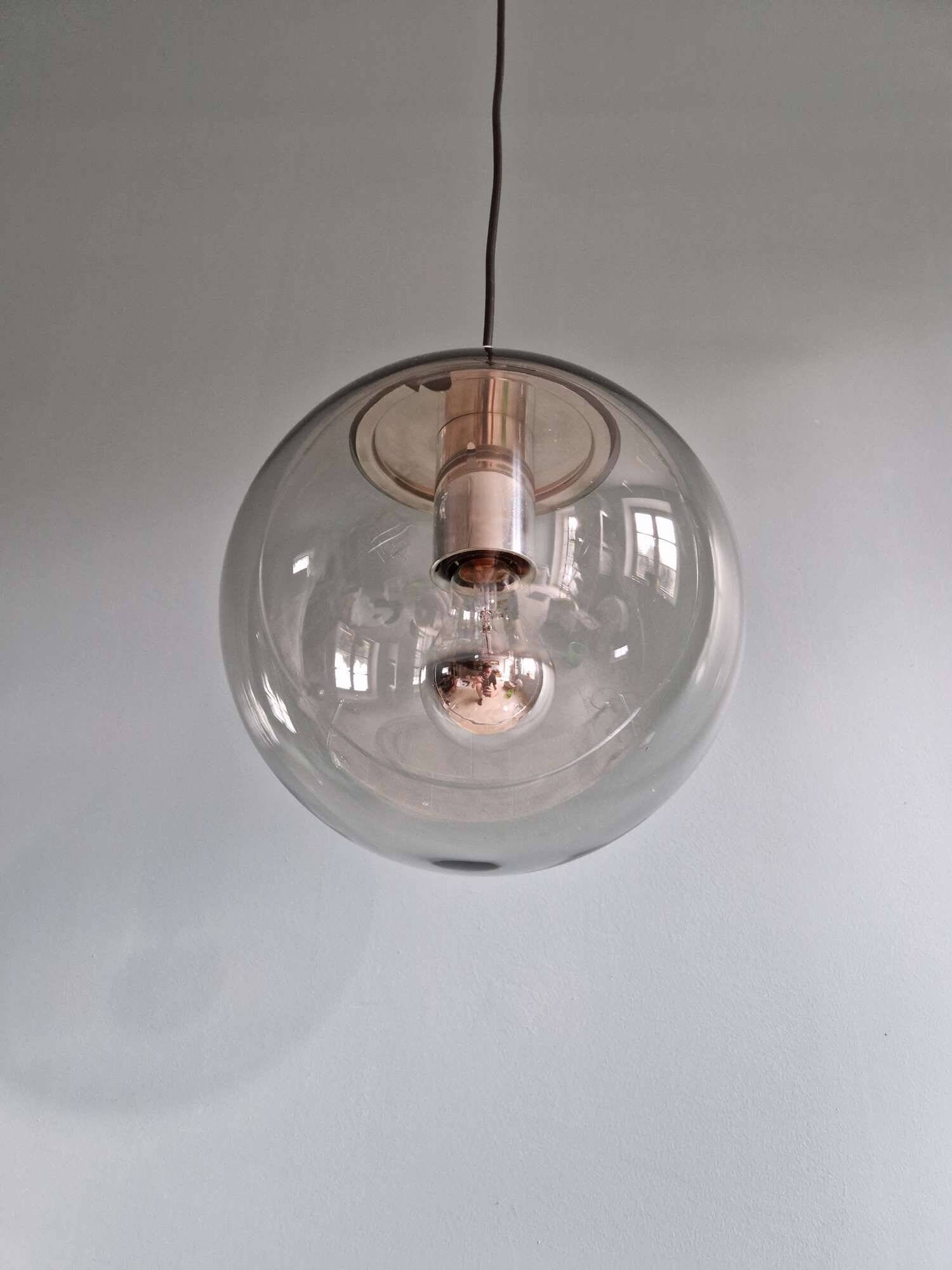 Suspension Space Age en verre fumé, Peill & Putzler, 1970